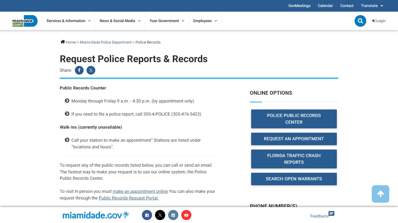Police Records - Miami-Dade County