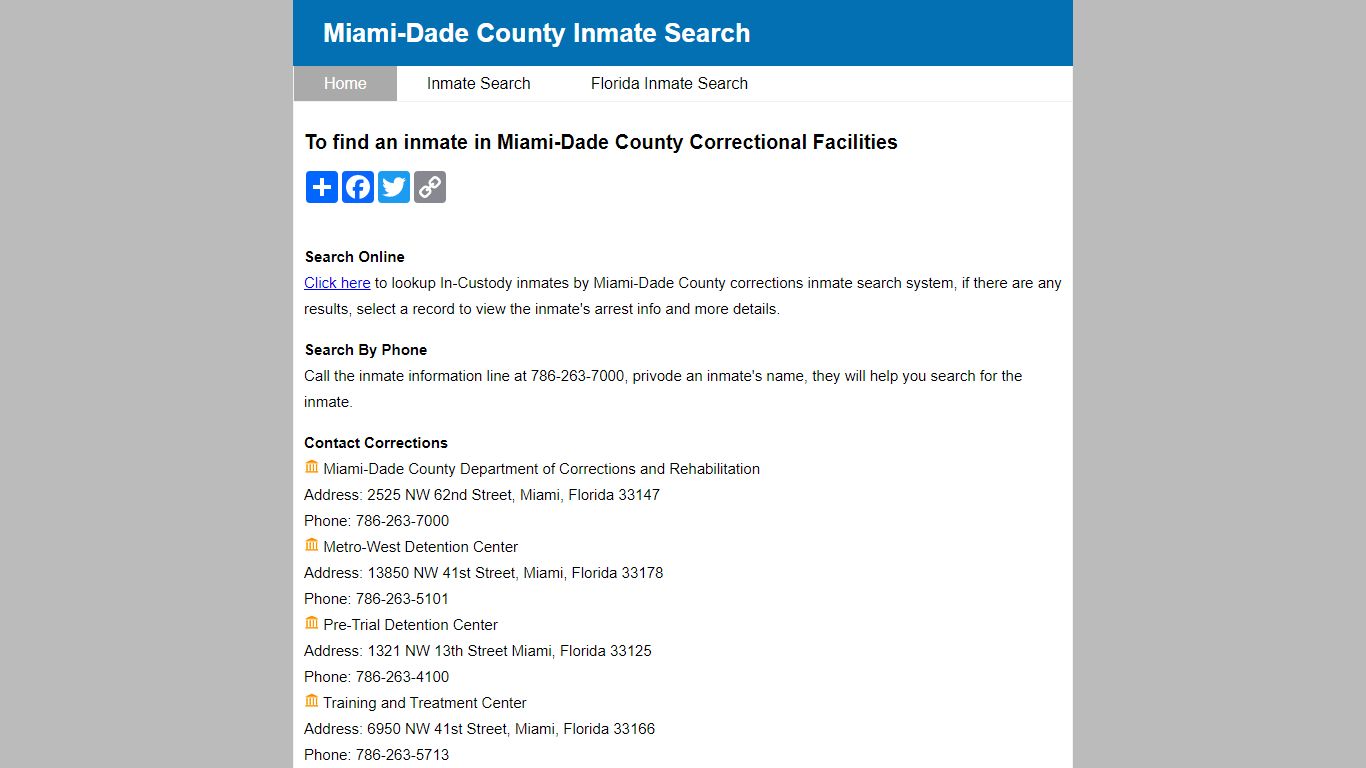 Miami-Dade County Inmate Search